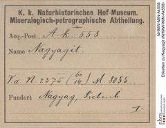 Etiketten zu Nagyagit (NHMW-MIN-Ak558)